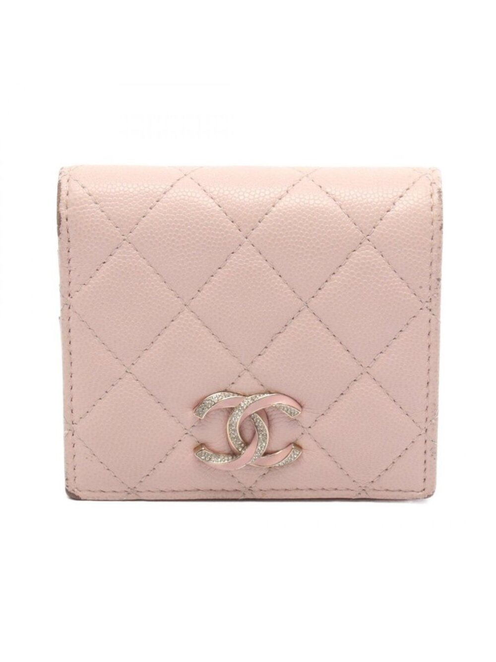 Chanel Bifold Wallet Quilted Small Pink Caviar Leather